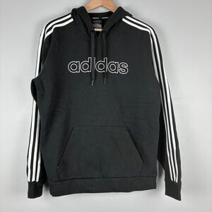 Adidas Mens Black Pullover‎ Hoodie Medium Chest Logo Athleisure Streetwear